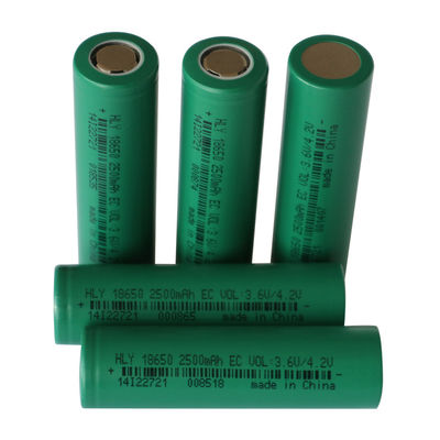 Dapat didaur ulang 3,6 Volt 2500mah 18650 Baterai Isi Ulang Kepadatan Energi Tinggi